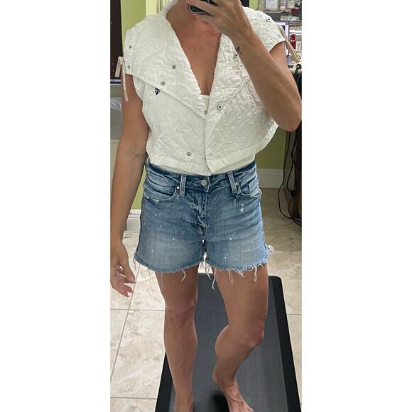 Free People Drift Away Micro Vest white sleeveless puff hoodie crop medium - Picture 4 of 13